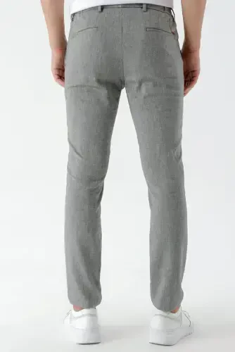 Modazone Erkak Qora Bond naqshli poliviskon-zig'ir Slim Fit shim - 6