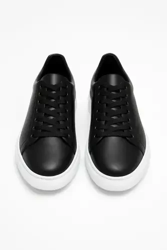 Modazone Erkak Qora Charm Sneaker Poyabzali - 2