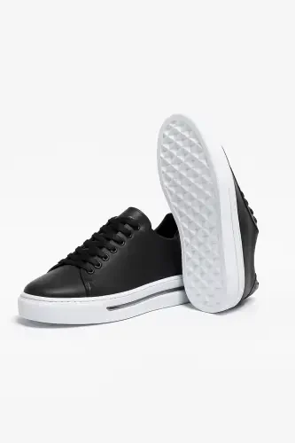 Modazone Erkak Qora Charm Sneaker Poyabzali - 3