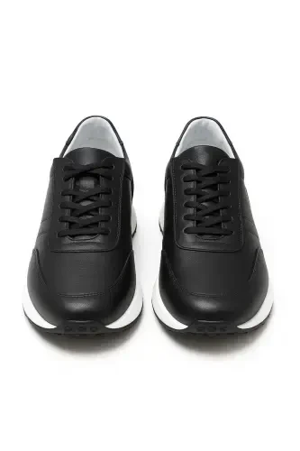 Modazone Erkak Qora Charm Sneaker Poyabzali - 2