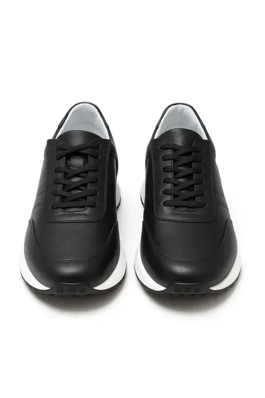 Modazone Erkak Qora Charm Sneaker Poyabzali - 2