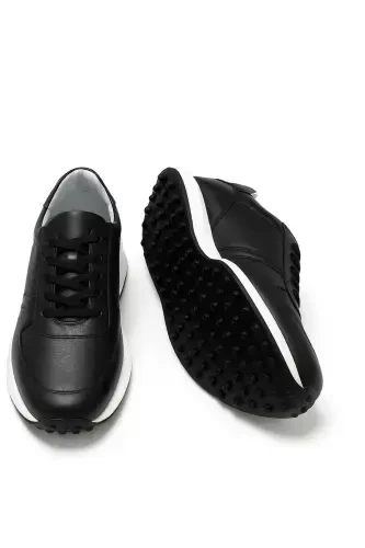 Modazone Erkak Qora Charm Sneaker Poyabzali - 3