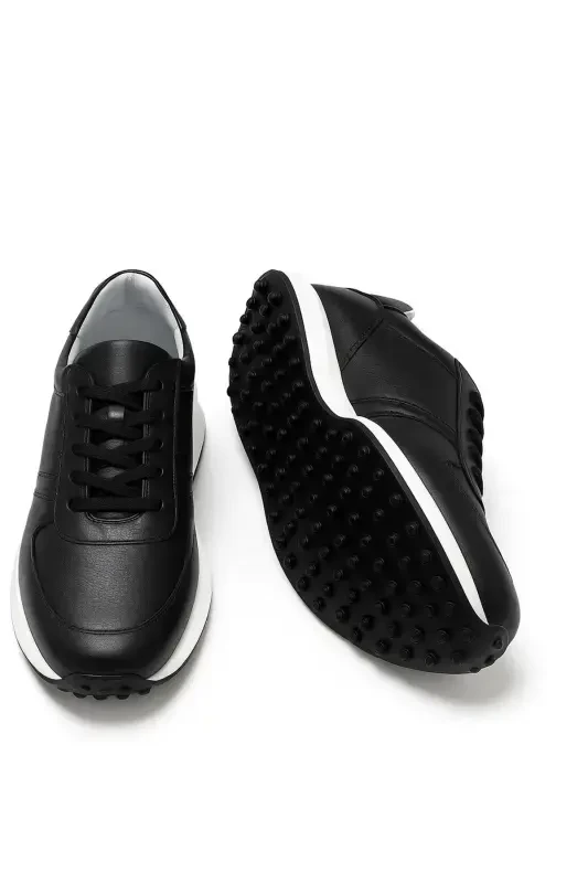 Modazone Erkak Qora Charm Sneaker Poyabzali - 3