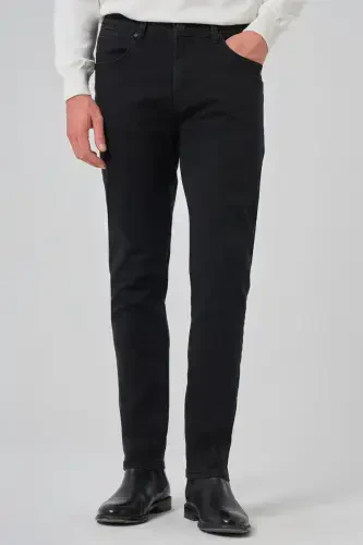 Modazone Erkak Qora Denim 5 Cho'ntak Slim Fit Jinsi Shim 