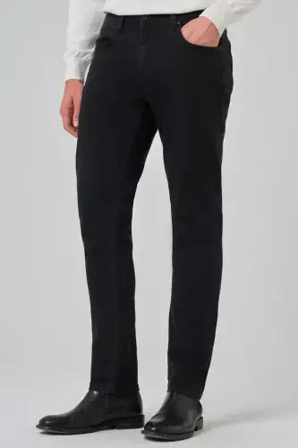 Modazone Erkak Qora Denim 5 Cho'ntak Slim Fit Jinsi Shim - 3