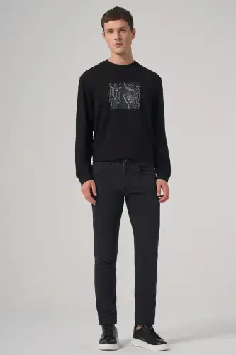 Modazone Erkak Qora Denim 5 Cho'ntak Slim Fit Jinsi Shim - 3