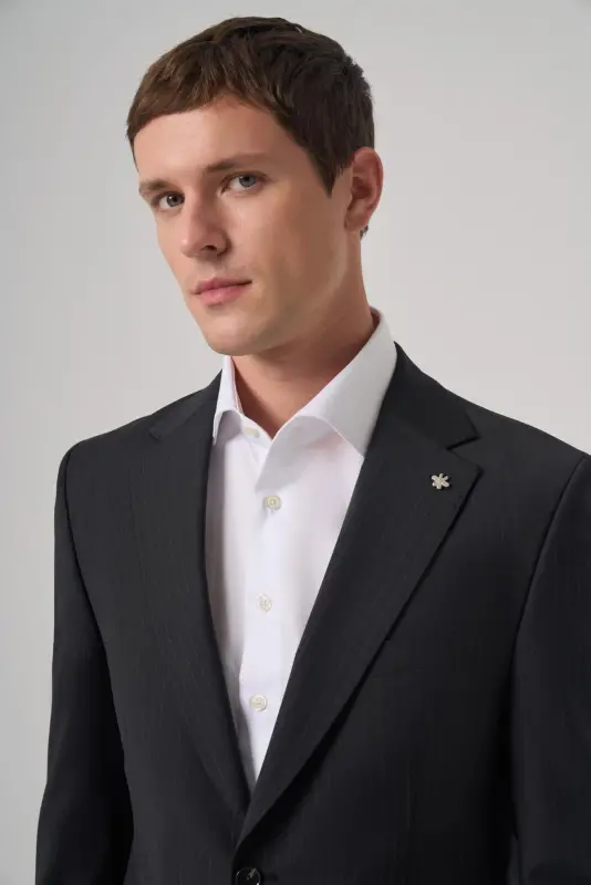 Modazone Erkak Qora Jun Trend Chiziqli Dynamic Fit Mono Yoqa Kostyum - 3