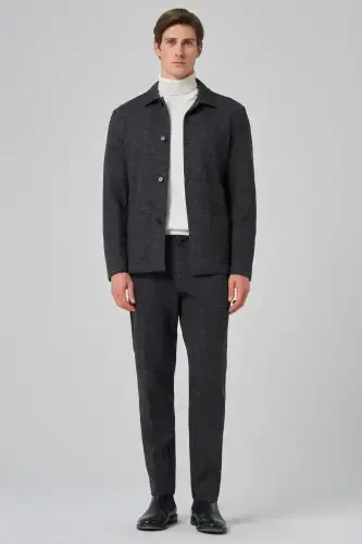 Modazone Erkak Qora Junli Berber Yoqali Torva Cho'ntakli Ko'ylak - 6