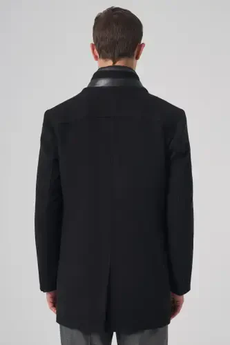 Modazone Erkak Qora Junli Dynamic Fit Kambet Chiqma Mostra Palto - 5