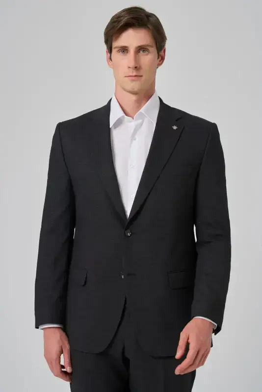 Modazone Erkak Qora Junli Trendli naqshli Dynamic Fit Mono Yoqa Kostyum - 1