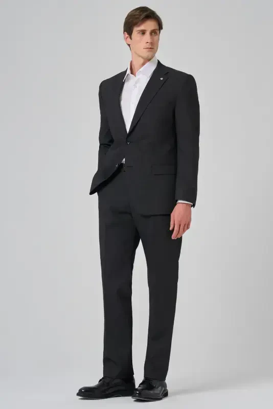 Modazone Erkak Qora Junli Trendli naqshli Dynamic Fit Mono Yoqa Kostyum - 3