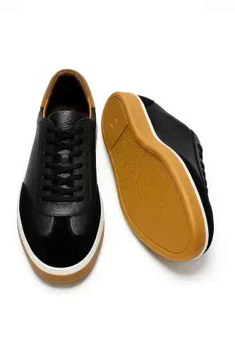 Modazone Erkak Qora Mavsumiy Kundalik Charm Poyabzal - 3