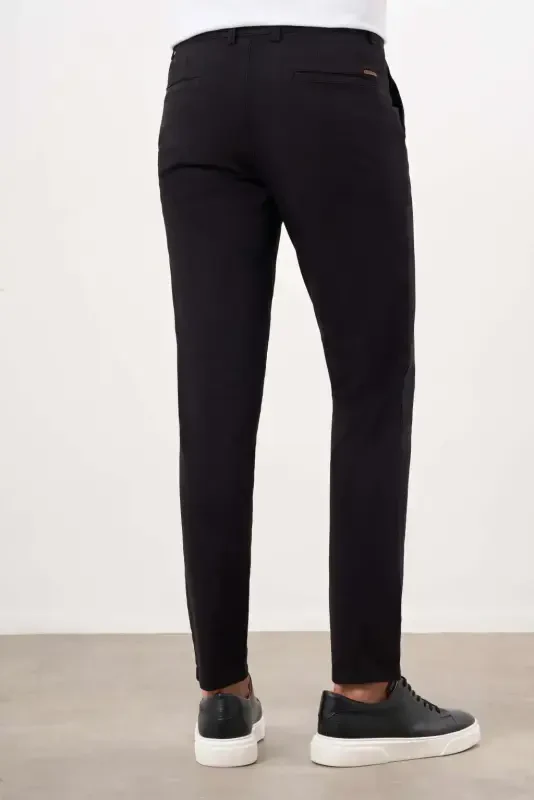 Modazone Erkak Qora Mavsumiy Paxta Yon Cho'ntak Slim Fit Chino Shim - 3