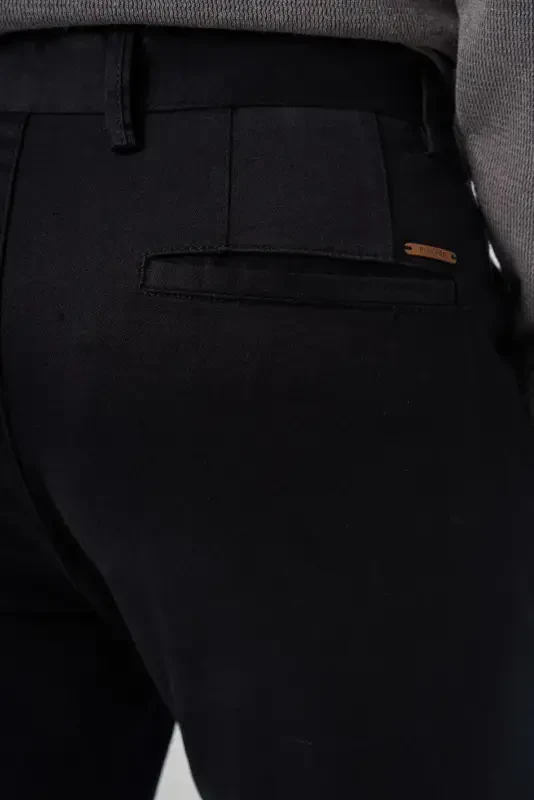 Modazone Erkak Qora Paxta Trend Slim Fit Chino Shim - 4