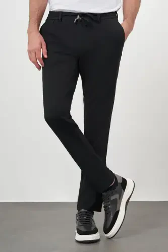 Modazone Erkak Qora Poliviscon Trend Ipli Jogger Slim Fit Sport Shim - 3