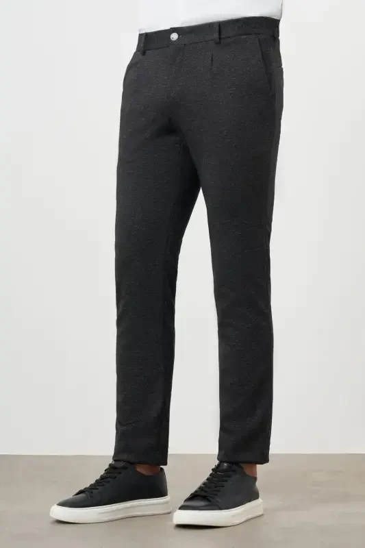 Modazone Erkak Qora Poliviskon Trend Pileli Slim Fit Sport Shim - 2