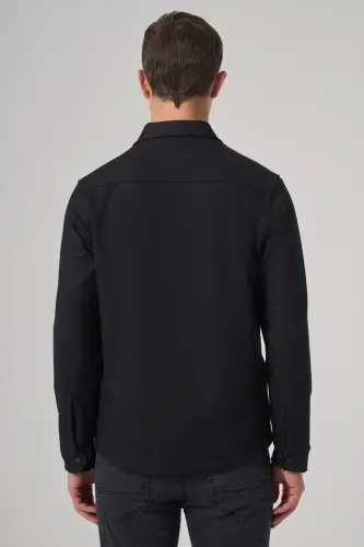 Modazone Erkak Qora Poliviskoz Trend Tekis Dynamic Fit Worker Ko'ylak Kurtka - 5