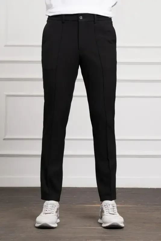 Modazone Erkak Qora Slim Fit Tor Kesimli Rezinkali Shim - 1