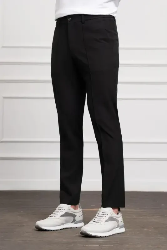 Modazone Erkak Qora Slim Fit Tor Kesimli Rezinkali Shim - 2