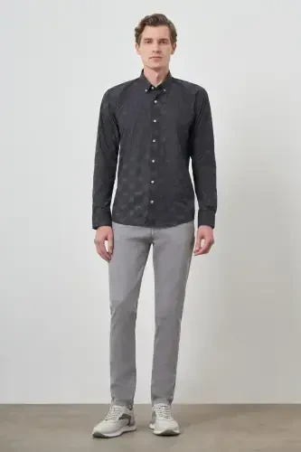 Modazone Erkak Qora Slim Fit Tugmali Yoqali Ko'ylak - 2