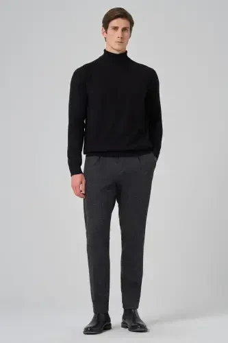 Modazone Erkak Qora Trend Core Spun Balıqchi Yaka Dynamic Fit Qulay Kesim Triko - 4