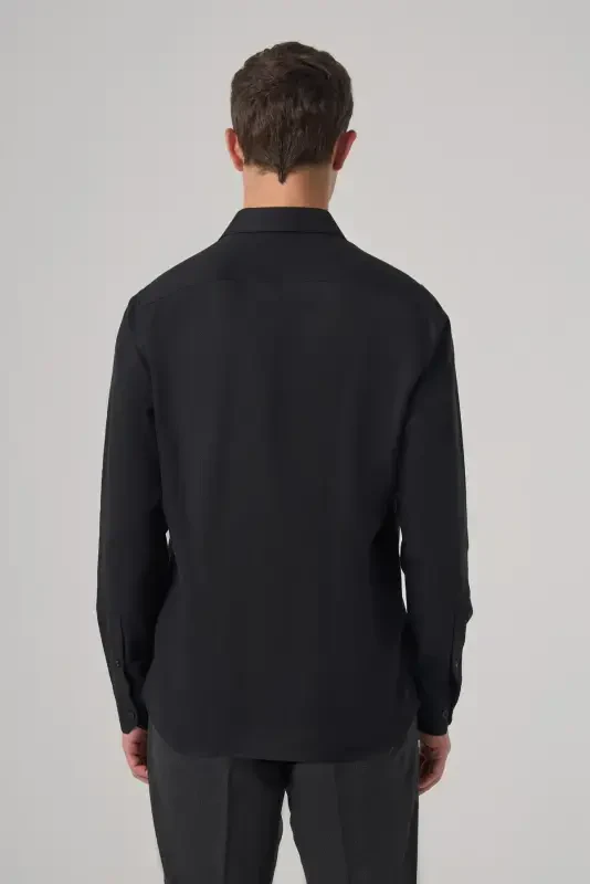 Modazone Erkak Qora Trend Dynamic Fit Qattiq Yoqali Ko'ylak - 5