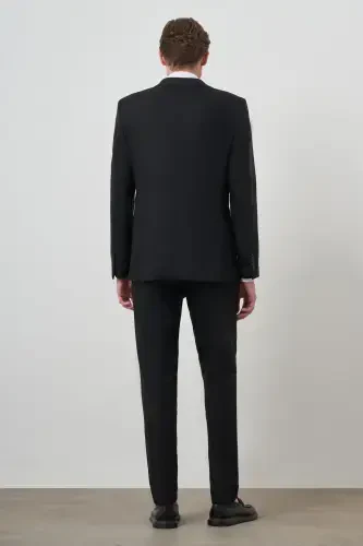 Modazone Erkak Qora Trend Kruvaze Slim Fit Kostyum - 5