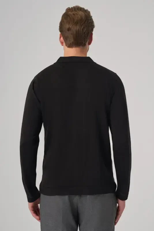 Modazone Erkak Qora Trend Polo Yoqali Ko'ylak Triko - 5