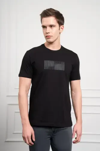 Modazone Erkak Qora Trend Velosiped Yoqali Paxta Dinamik Fit Futbolka - MORVEN (1)