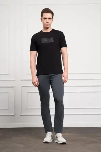 Modazone Erkak Qora Trend Velosiped Yoqali Paxta Dinamik Fit Futbolka - MORVEN (1)