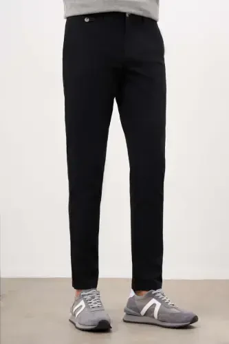 Modazone Erkak Qora Yozgi Paxta Yon Cho'ntak Slim Fit Chino Shim - 2