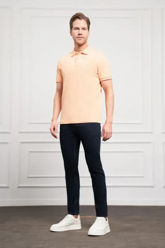 Modazone Erkak Somon Basic Polo Yoqa Dynamic Fit T-Shirt - 2
