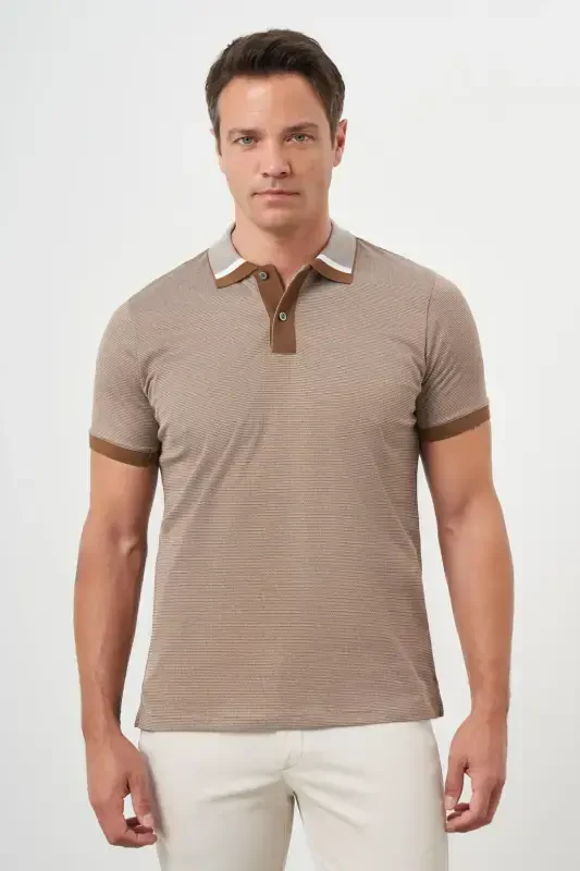 Modazone Erkak Taba Trend Polo Yoqa Dynamic Fit T-Shirt - 1
