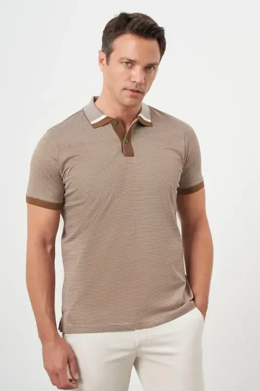 Modazone Erkak Taba Trend Polo Yoqa Dynamic Fit T-Shirt - 3