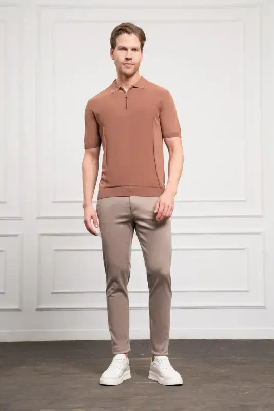 Modazone Erkak Taba Trend Polo Yoqali Dinamik Fit Qulay Kesim T-Shirt - 2