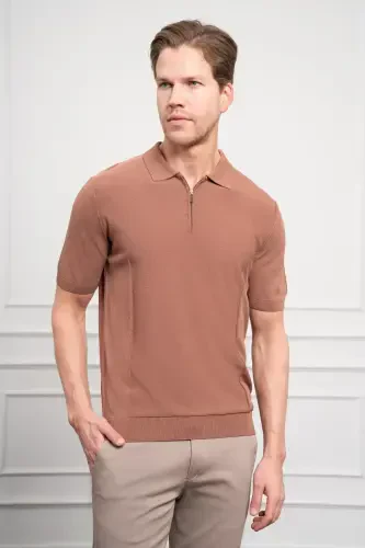 Modazone Erkak Taba Trend Polo Yoqali Dinamik Fit Qulay Kesim T-Shirt - 4