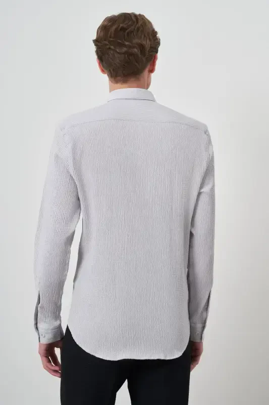 Modazone Erkak Tosh Gofre Trend Naqshli Dynamic Fit İtalyan Yoqali Ko'ylak - 4