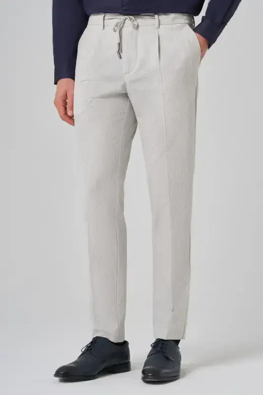 Modazone Erkak Tosh Poliviskon Trend Chiziqli Slim Fit Jogger Shim - 2