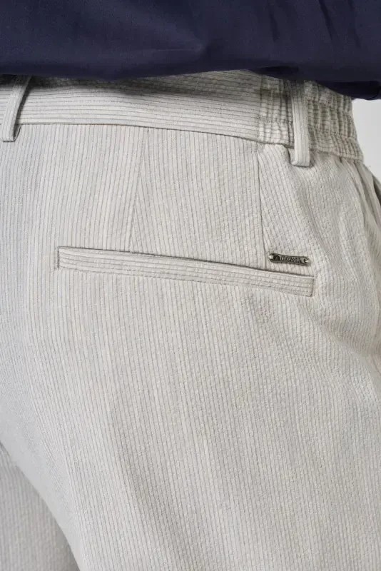 Modazone Erkak Tosh Poliviskon Trend Chiziqli Slim Fit Jogger Shim - 4