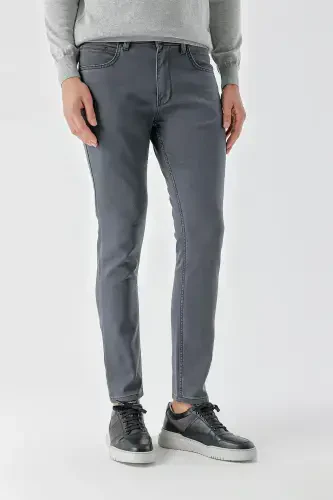 Modazone Erkak Tutun mavsumiy paxta 5 cho'ntak Slim Fit jinsi shim - 3