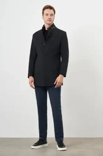 Modazone erkak tutun qushko'z naqshli qadama yoqali Dynamic Fit kaşmir palto - 4