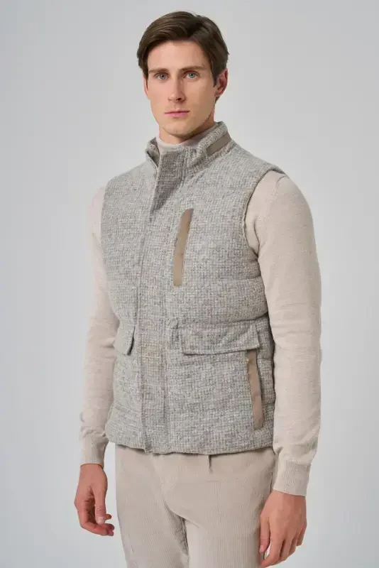 Modazone Erkak Vizon Trend Junli Dinamik Fit Shishirma Yelek - 6