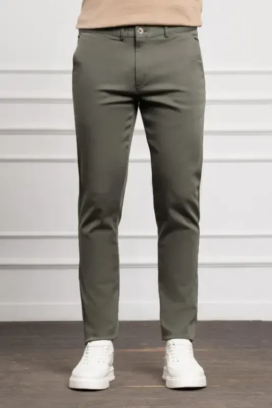 Modazone Erkak Yashil Slim Fit Tor Kisim Chino Shim - 1