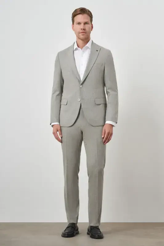 Modazone Erkak Yashil Trend Poliviscon Slim Fit Sivri Yaka Takım Elbise - 2