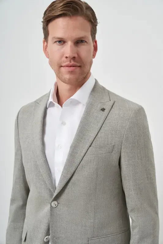 Modazone Erkak Yashil Trend Poliviscon Slim Fit Sivri Yaka Takım Elbise - 3