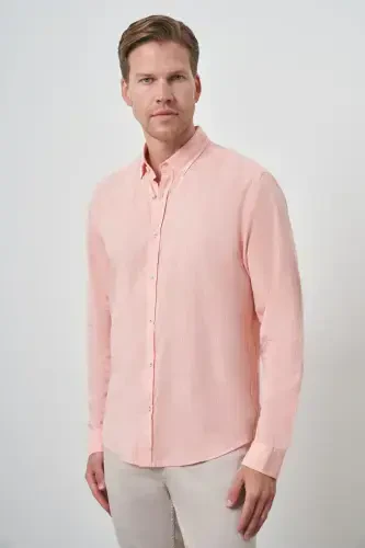 Modazone Erkaklar Apelsin Zig'ir Trend Dinamik Fit Tugmali Yoqali Ko'ylak - 3