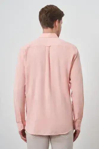 Modazone Erkaklar Apelsin Zig'ir Trend Dinamik Fit Tugmali Yoqali Ko'ylak - 5