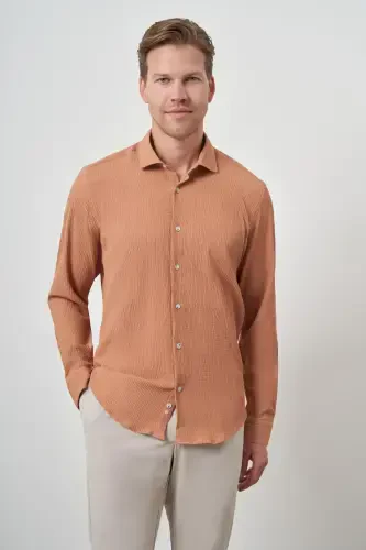 Modazone Erkaklar dolchin gofre trend naqshli Dynamic Fit italyan yoqali ko'ylak - 3