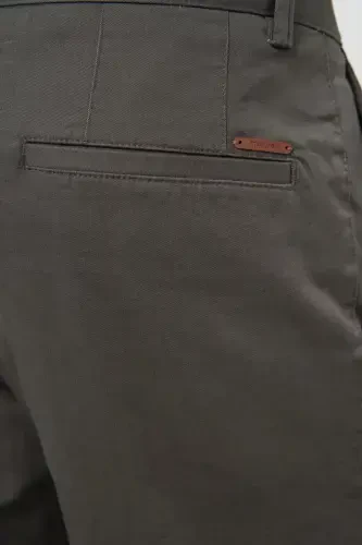 Modazone Erkaklar Haki Paxta Yon cho'ntak Slim Fit Chino Shim - 4