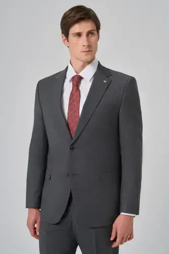 Modazone Erkaklar kulrang junli trend naqshli Dynamic Fit kostyumi - 1